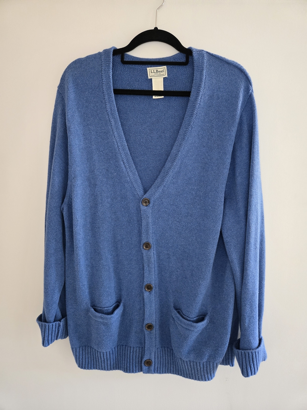 ✨️ L.L. Bean Women's Light Blue V-Neck Button Cardigan - 100% Cotton, Like New